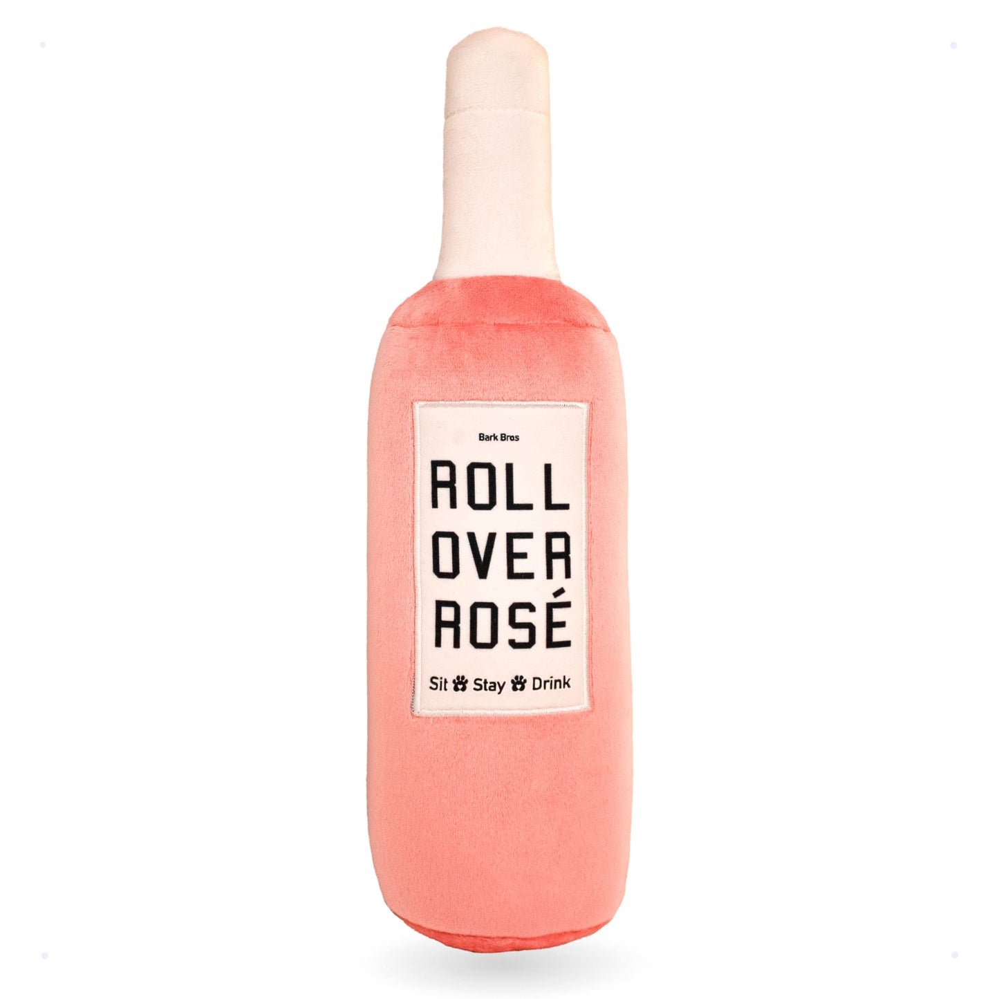 Bark Bros - Rose Wine Bottle Dog Toy - Plush Squeaky Dog Toys Funny Parody - Rose Dog Toy - Alcohol Dog Toy - Dog Birthday Toy - Cute Dog Toys - Dog Gifts - Puppy Gifts - Boy/Girl Dog Toys (Large)